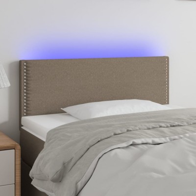 vidaXL Tăblie de pat cu LED, gri taupe, 90x5x78/88 cm, textil 3121458 foto