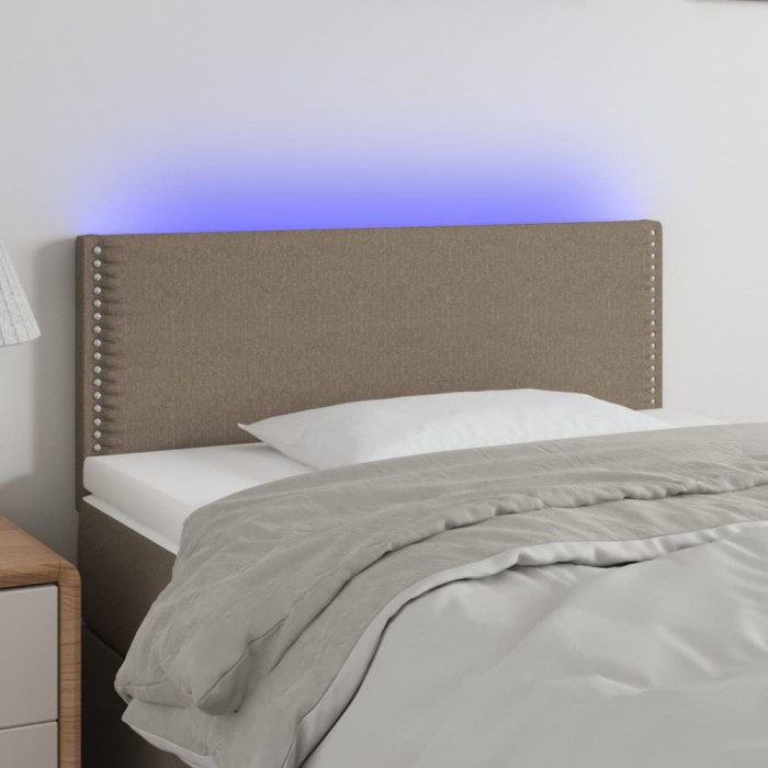 vidaXL Tăblie de pat cu LED, gri taupe, 90x5x78/88 cm, textil 3121458