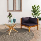Canapea Colț Modulară Gri &Icirc;nchis vidaXL, Lemn Acacia, Exterior, Perne Incluse, 69x69x62.5 cm