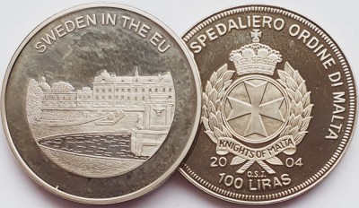 2608 Ordinul din Malta 100 Liras 2004 Sweden in the EU foto