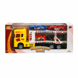 Cumpara ieftin Transportator galben cu 2 niveluri si 4 masini, Maxx Wheels, 1:32, 32 cm