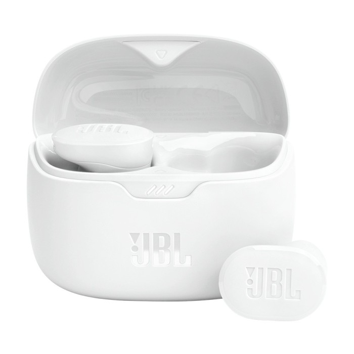 Casti originale Bluetooth cu microfon TWS JBL Tune Buds, alb