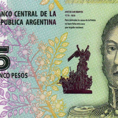 ARGENTINA █ bancnota █ 5 Pesos █ 2015 █ P-359 █ Seria B █ UNC █ necirculata