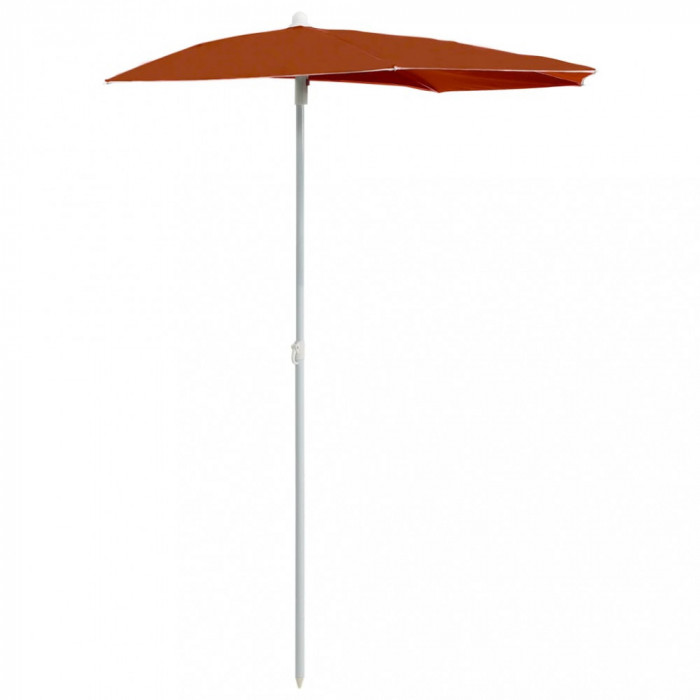 Umbrelă de grădină cu st&acirc;lp, cărămiziu, 180x90 cm, semirotundă