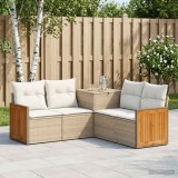 Cumpara ieftin Set de canapea 5 buc. Bej si alb crem 176 x 176 x 85 cm