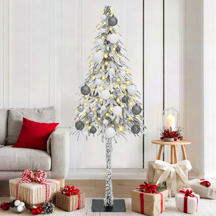 vidaXL Brad de Crăciun cu lumini cu bandă LED Alb 180 cm PE