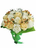 Buchet mediu personalizabil cu trandafiri si verdeata (Alb, Crem), Eventissimi&reg;