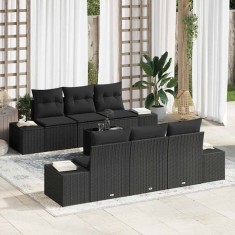 vidaXL Set de canapele pentru grădină 7 pcs Negru Rattan poli 3346953