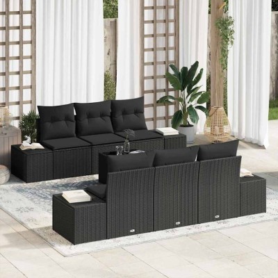 vidaXL Set de canapele pentru grădină 7 pcs Negru 55 x 55 x 37 cm 3355622 foto