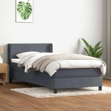 vidaXL Pat box spring cu saltea, gri &icirc;nchis, 90x210 cm, catifea 3318016