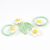 Set 2 elastice de par cu margarete albe si detalii galbene