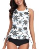 Bluză de bikini WOWENY pentru femei, model tankini, cu spate &icirc;ncrucișat și bretele, haine de baie, uscare rapidă, vară, cu căptușeală, RB-PC, XXL, Multicolor