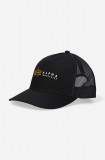 Alpha Industries șapcă Trucker Cap culoarea negru, cu imprimeu 106901.03-black