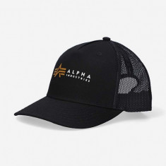 Alpha Industries șapcă Trucker Cap culoarea negru, cu imprimeu 106901.03-black
