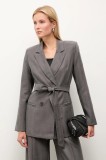 Answear.LAB sacou culoarea gri, cu doua randuri de nasturi, neted