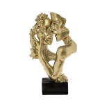 Statuie decorativa Elegance Bloom, model cu flori, Auriu, 19x9x30 cm