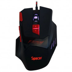 MOUSE SPACER - gaming cu fir optic iluminare LED RGB 7 cicluri prestabilite negru SP-GM-02