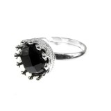 Inel argint reglabil coroana cu onix fatetat 8 MM