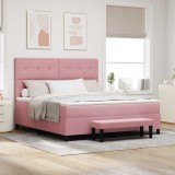 Cumpara ieftin Pat cu arcuri cu headboard Roz 200 x 180 cm Catifea