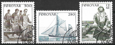 Faroe 1984 - Pescuit 3v,stampilat,perfecta stare(z) foto