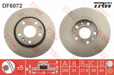 Disc frana DACIA DUSTER (2010 - 2016) TRW DF6072 foto