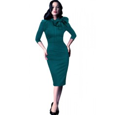 V850-12 Rochie eleganta stil retro Rockabilly accesorizata cu funda ampla