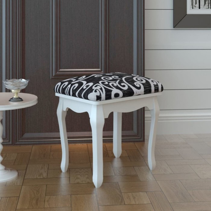 Taburet pentru dressing, negru, material textil