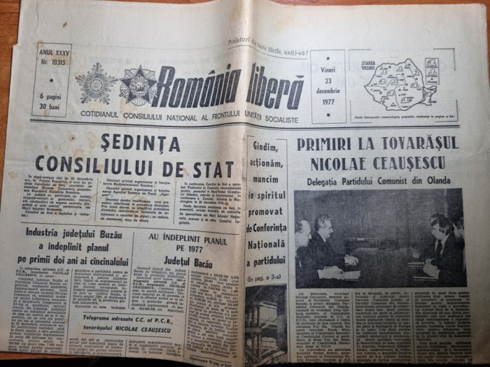 romania libera 23 decembrie 1977-sedinta consiliului de stat