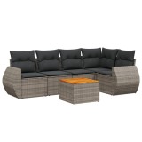 Cumpara ieftin Set mobilier gradina cu perne, 6 piese, gri, poliratan