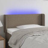 vidaXL Tăblie de pat cu LED, gri taupe, 83x16x78/88 cm, textil