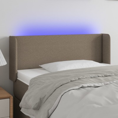 vidaXL Tăblie de pat cu LED, gri taupe, 83x16x78/88 cm, textil foto