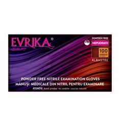 Manusi de examinare din nitril, nepudrate, albastre, 100 bucati, Evrika Q - XL
