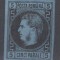 ROMANIA 1866/1867 LP 19 a CAROL I CU FAVORITI 5 PARALE HARTIE SUBTIRE NEGRU PE HARTIE ALBASTRA LIPSA GUMA