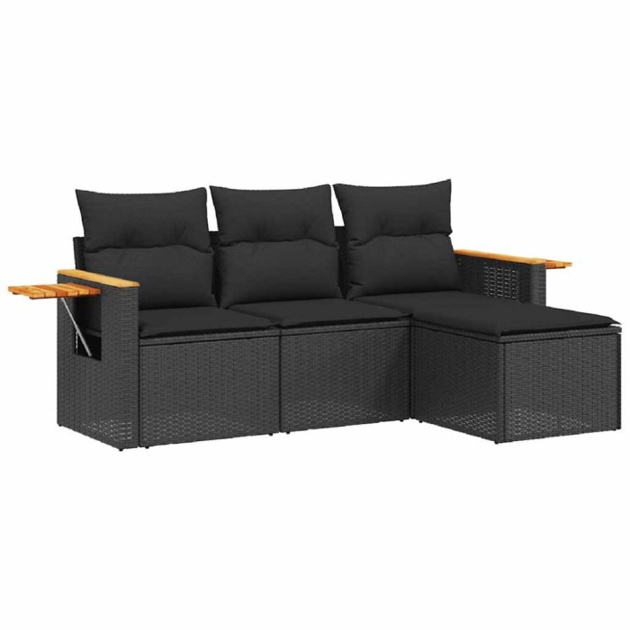 Patio Sofa Set 3-Locuri Black