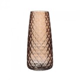 Vaza decorativa, maro, model romburi reliefate, 10x21 cm