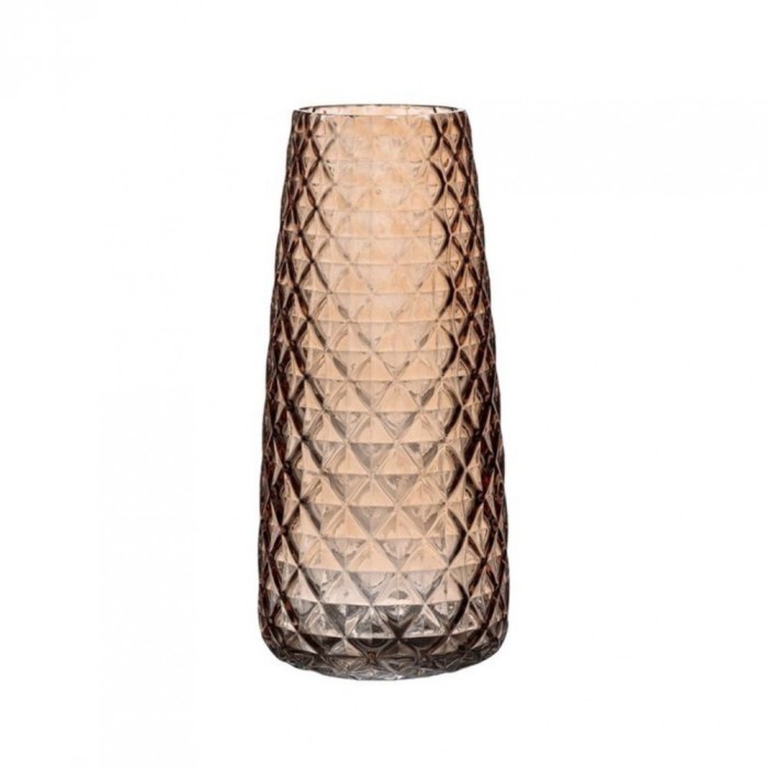 Vaza decorativa, maro, model romburi reliefate, 10x21 cm