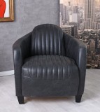 Fotoliu industrial din metal cu tapiterie piele vaca OVL211