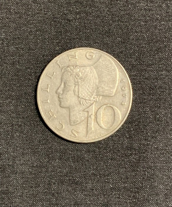 Moneda 10 schilling 1974 Austria