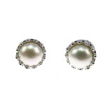 Cercei argint coroana perle de cultura albe 8 MM