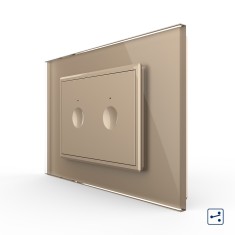 Intrerupator dublu cap scara / cap cruce cu touch Livolo cu rama din sticla, standard Italian - Serie noua SmartElectro IntelligentHouse