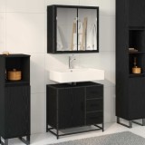 Cumpara ieftin Set de mobilier pentru baie 2 buc. Stejar Negru 65 x 33 x 60 cm