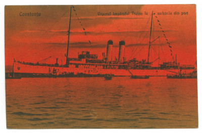 3169 - CONSTANTA, Traian ship, Romania - old postcard - used - 1925 foto