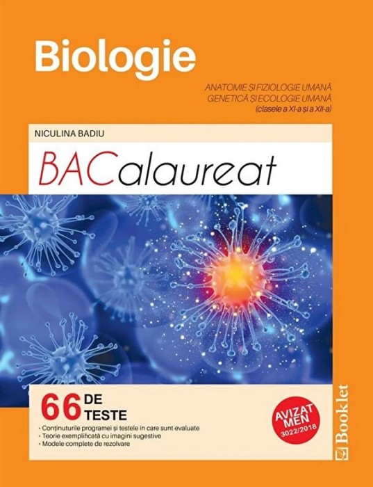 Niculina Badiu - Bacalaureat. Biologie. 66 de teste clasele 11-12