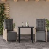 Gossi set mobilier de gradina cu perne, 3 piese,gri deschis,poliratan