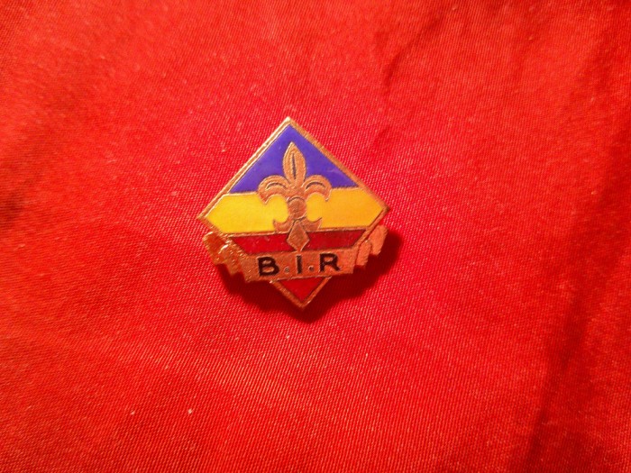 Insigna BIR - Banca Internationala a Religiilor , Metal si email , h= 2,3 cm
