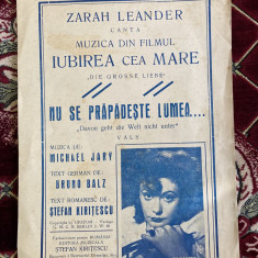 partitura vintage interbelica zarah leander