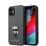 Husa Cover Karl Lagerfeld Saffiano Iconic pentru iPhone 12 Mini Silver