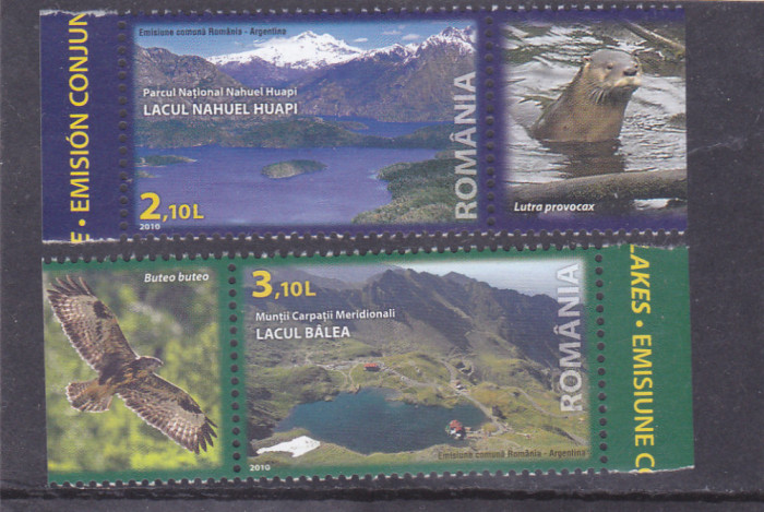 Romania 2010 - LP 1876e nestampilat - Lacuri monatane - serie cu vinieta