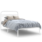 Cumpara ieftin Cadru de pat din metal cu tablie, alb, 107x203 cm