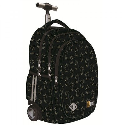 Ghiozdan Troler ST.Right, colectia Golden Cats, TB01, roti silicon, 44x32x25 cm foto